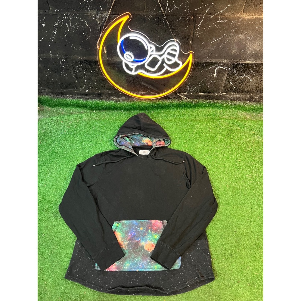 On The‎ Byas Black Galaxy Print Hoodie Pullover Sweatshirt Men's size Medium